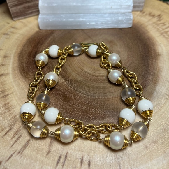 VTG| Gold-Tone Faux Pearl Chain Necklace 💛✨ - Picture 3 of 8